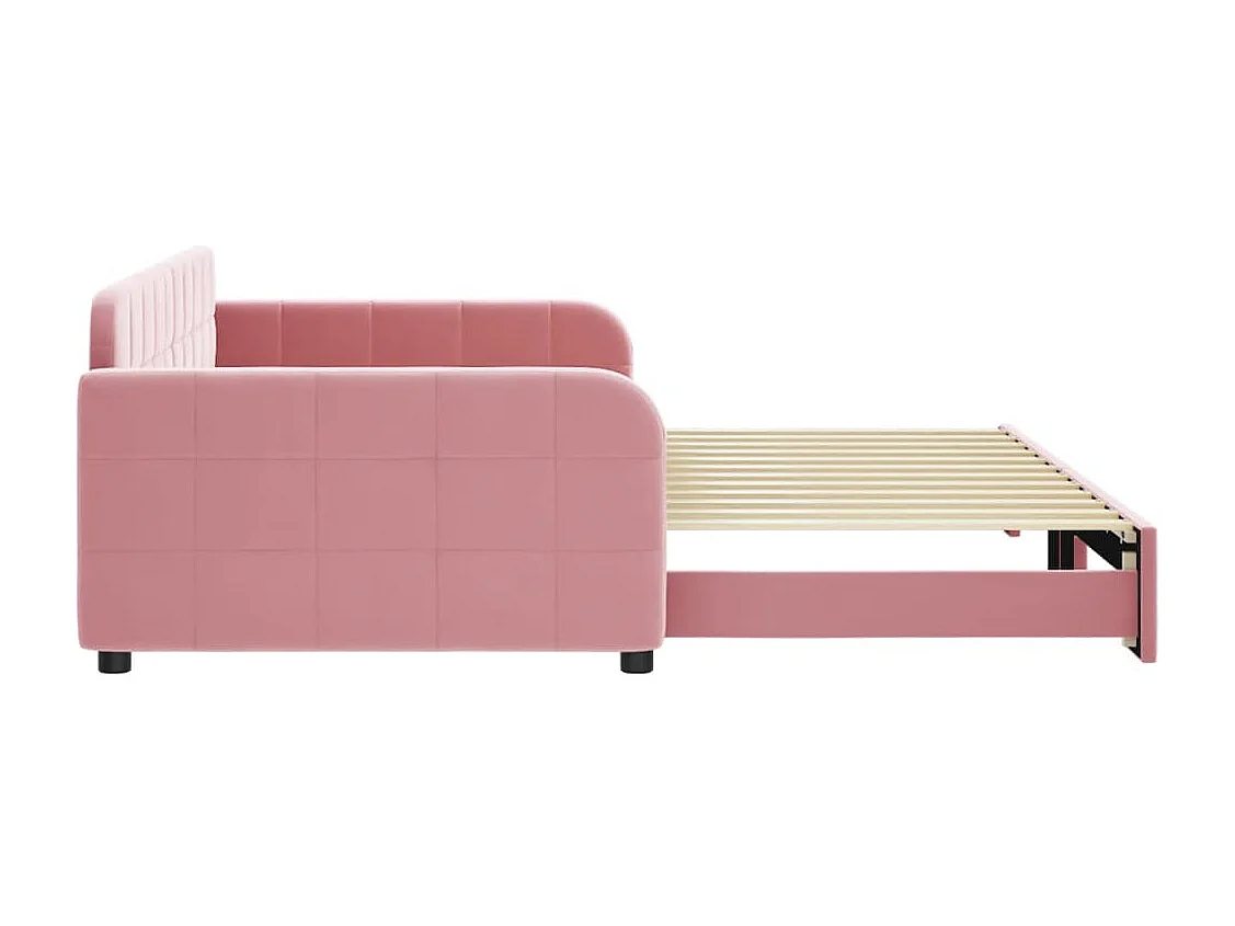 Tagesbett Ausziehbar Rosa 100x200 cm Samt