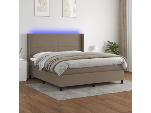 Kauf Unique Boxspringbett mit Matratze & LED Taupe 160x200 cm Stoff