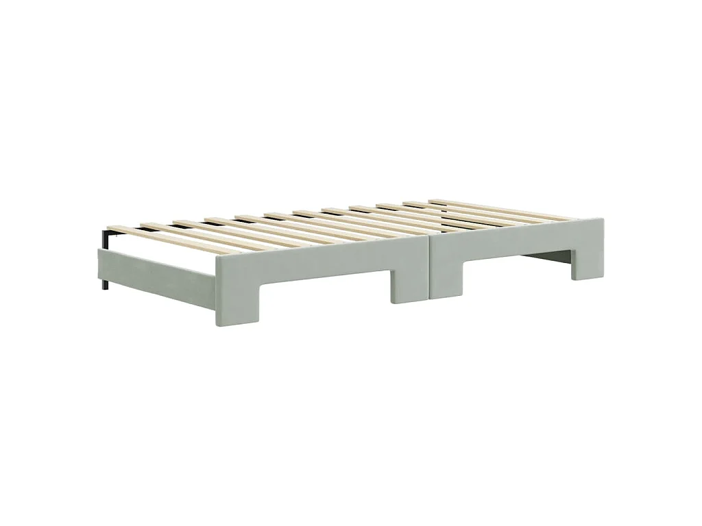 Sofá-cama c/ gavetão e gavetas 100x200 cm veludo cinzento-claro