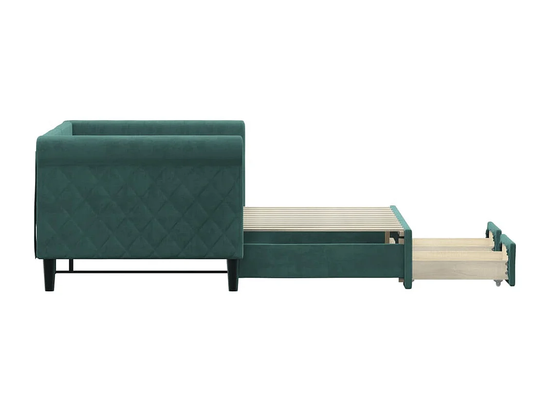 Tagesbett Ausziehbar mit Schubladen Dunkelgrün 80x200 cm Samt