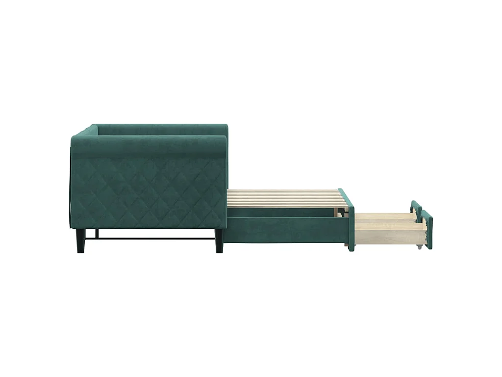 Divano Letto Estraibile Cassetti Verde Scuro 80x200cm Velluto
