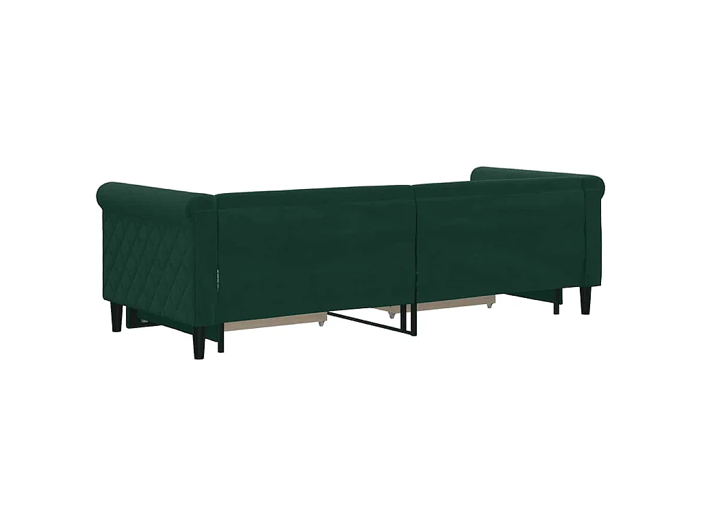 Divano Letto Estraibile Cassetti Verde Scuro 80x200cm Velluto