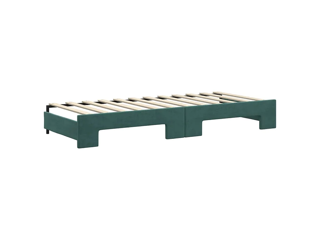 Divano Letto Estraibile Cassetti Verde Scuro 80x200cm Velluto