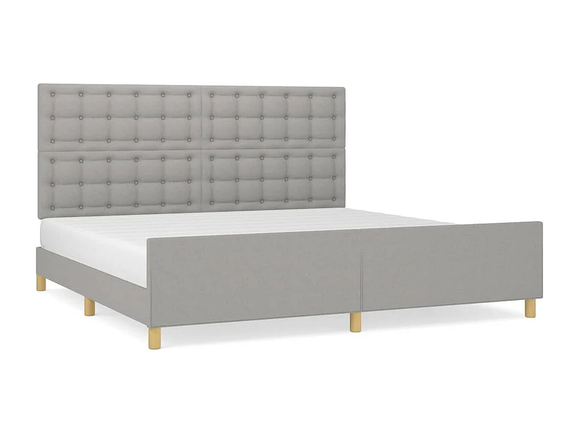 Estrutura de cama sem colchão 200x200 cm tecido cinzento-claro