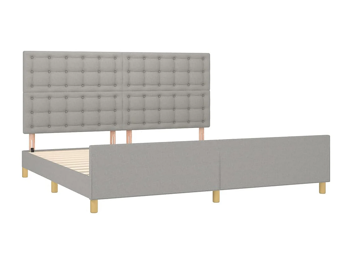Estrutura de cama sem colchão 200x200 cm tecido cinzento-claro