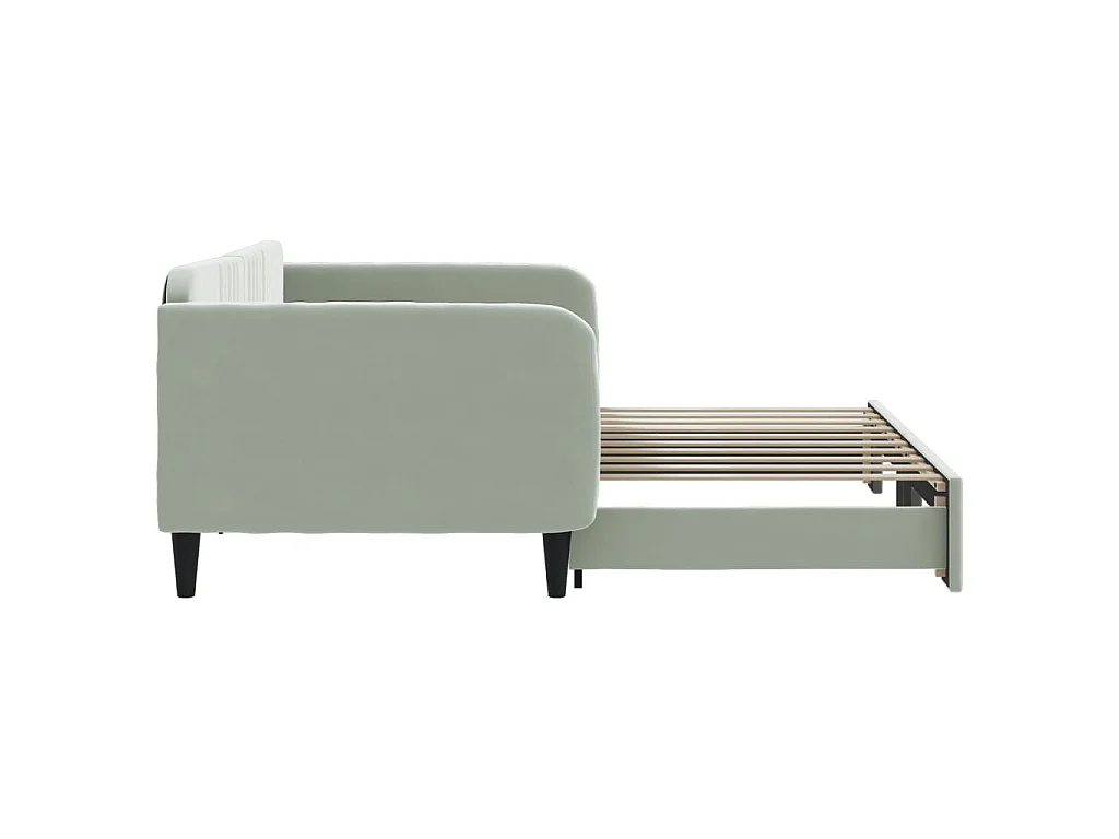 Lit de jour avec lit gigogne gris clair 90x190 cm velours