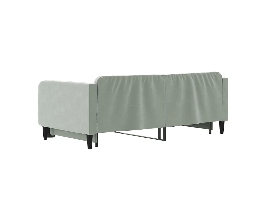 Lit de jour avec lit gigogne gris clair 90x190 cm velours