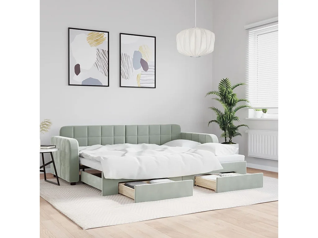 Lit de jour avec gigogne et tiroirs sans matelas 80x200 cm