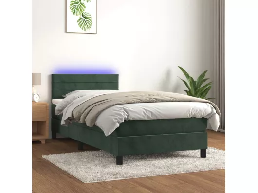 Kauf Unique Boxspringbett mit Matratze & LED Dunkelgrün 100x200 cm Samt