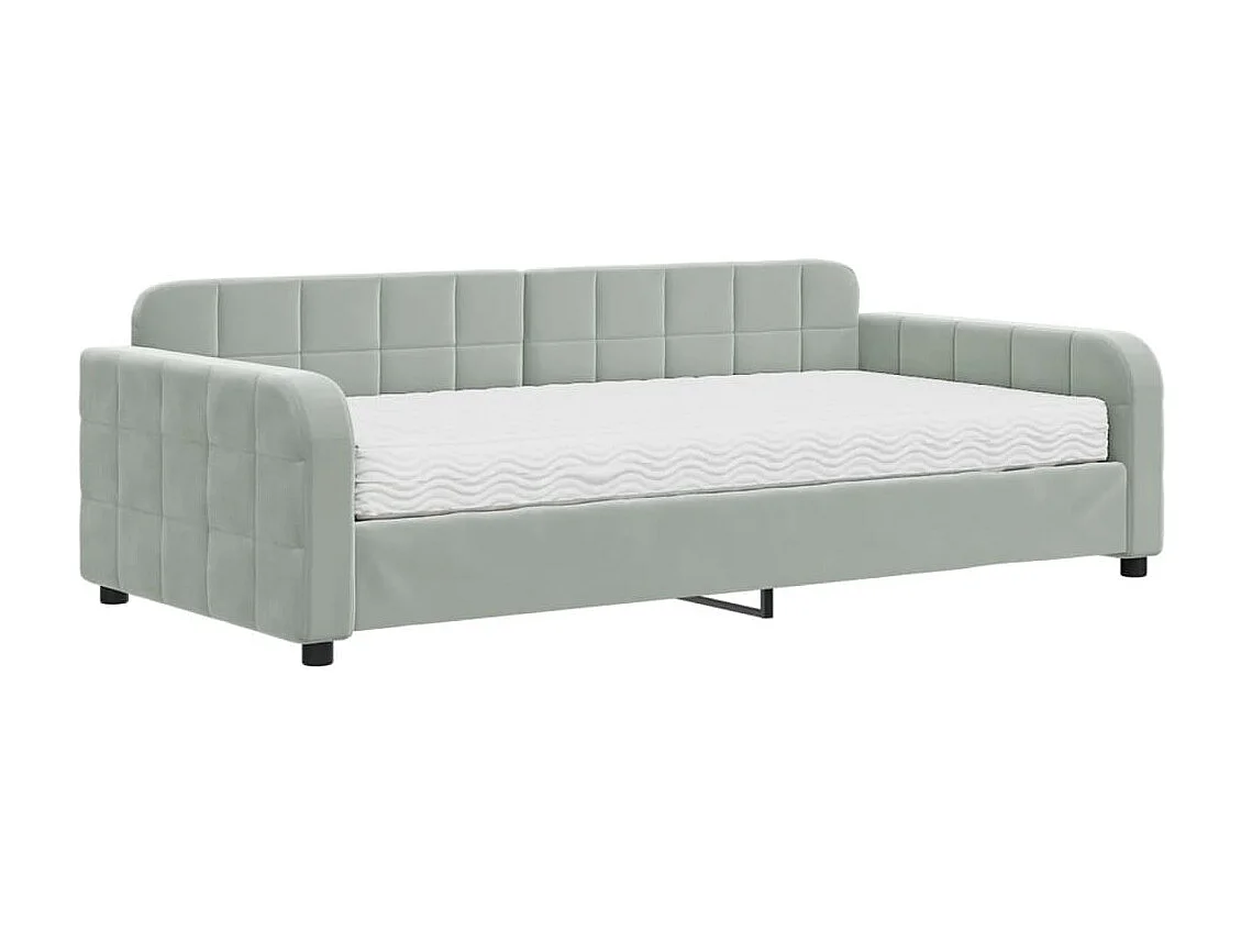 Slaapbank met matras 100x200 cm fluweel lichtgrijs