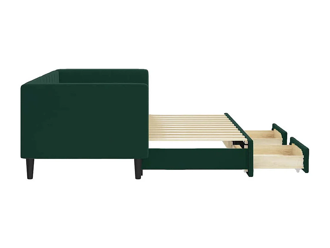 Tagesbett Ausziehbar mit Schubladen Dunkelgrün 80x200 cm Samt