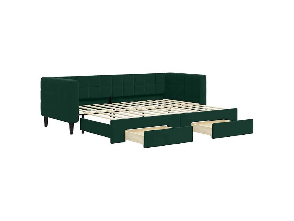 Divano Letto Estraibile Cassetti Verde Scuro 80x200cm Velluto