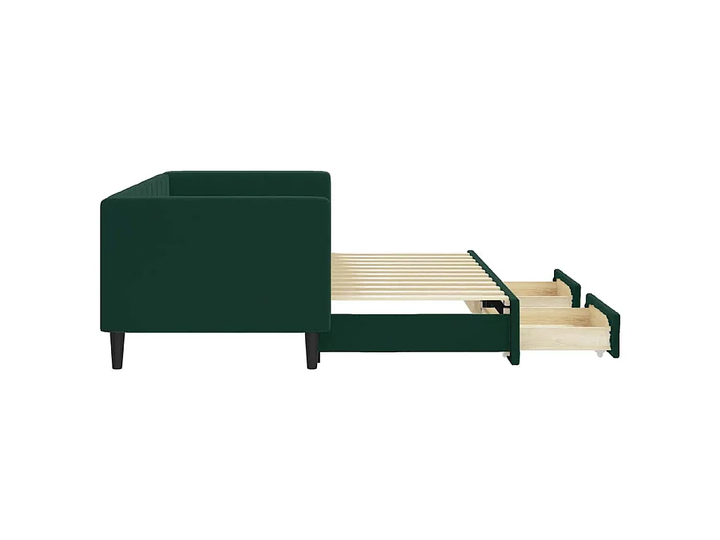 Divano Letto Estraibile Cassetti Verde Scuro 80x200cm Velluto