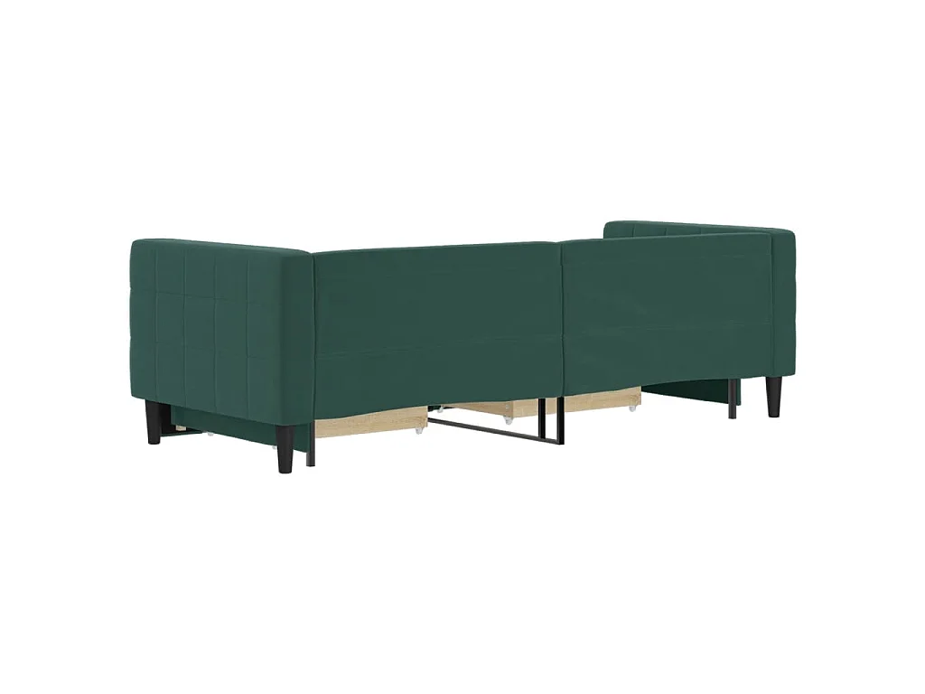 Divano Letto Estraibile Cassetti Verde Scuro 80x200cm Velluto