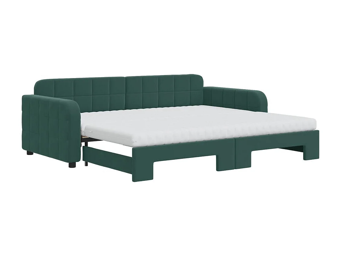 Divano Letto Estraibile Materassi Verde Scuro 90x200 Velluto