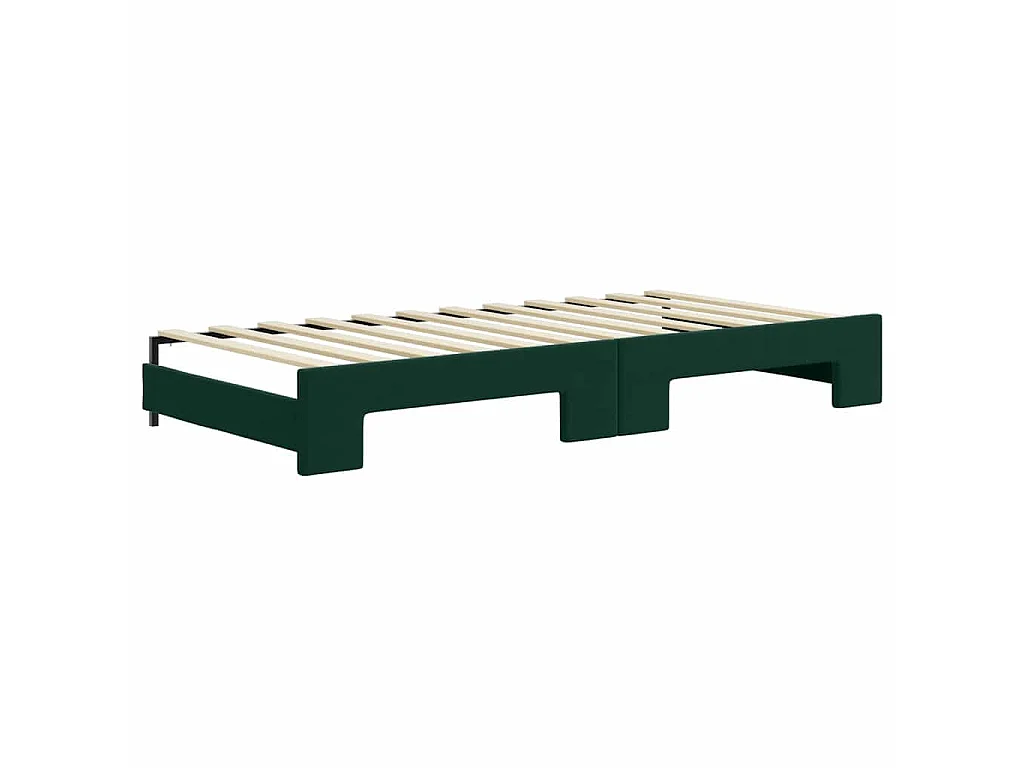 Tagesbett Ausziehbar mit Matratzen Dunkelgrün 90x200 cm Samt