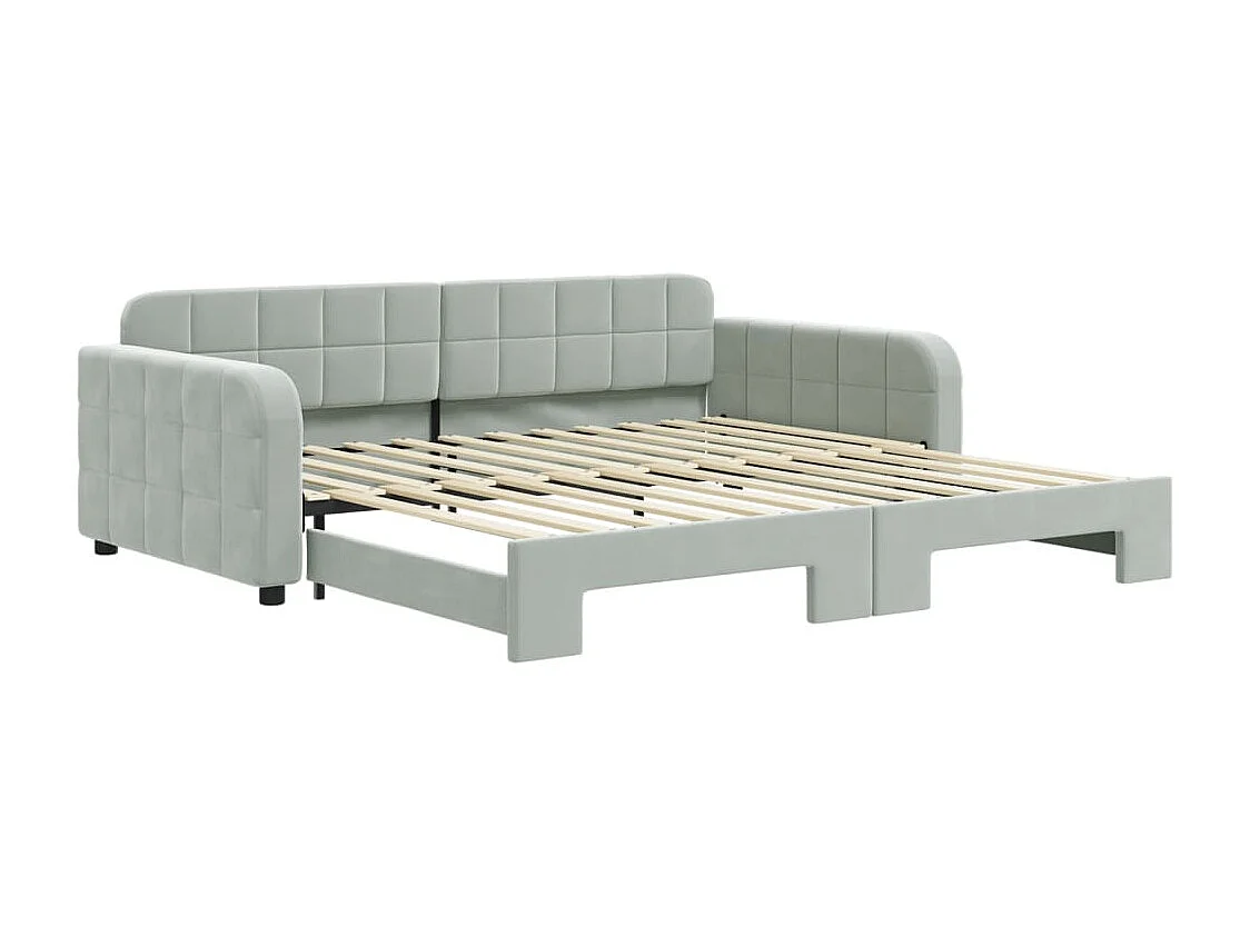 Tagesbett Ausziehbar Hellgrau 100x200 cm Samt
