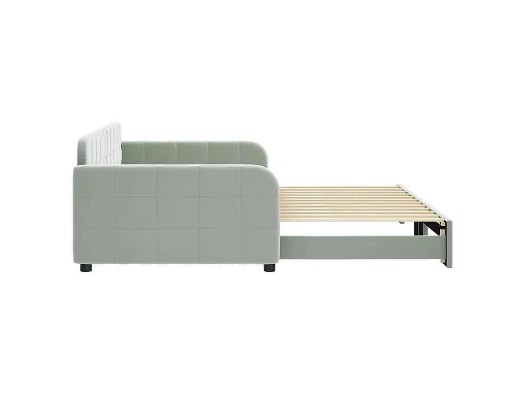 Divano Letto con Letto Estraibile Grigio Chiaro 100x200 Velluto