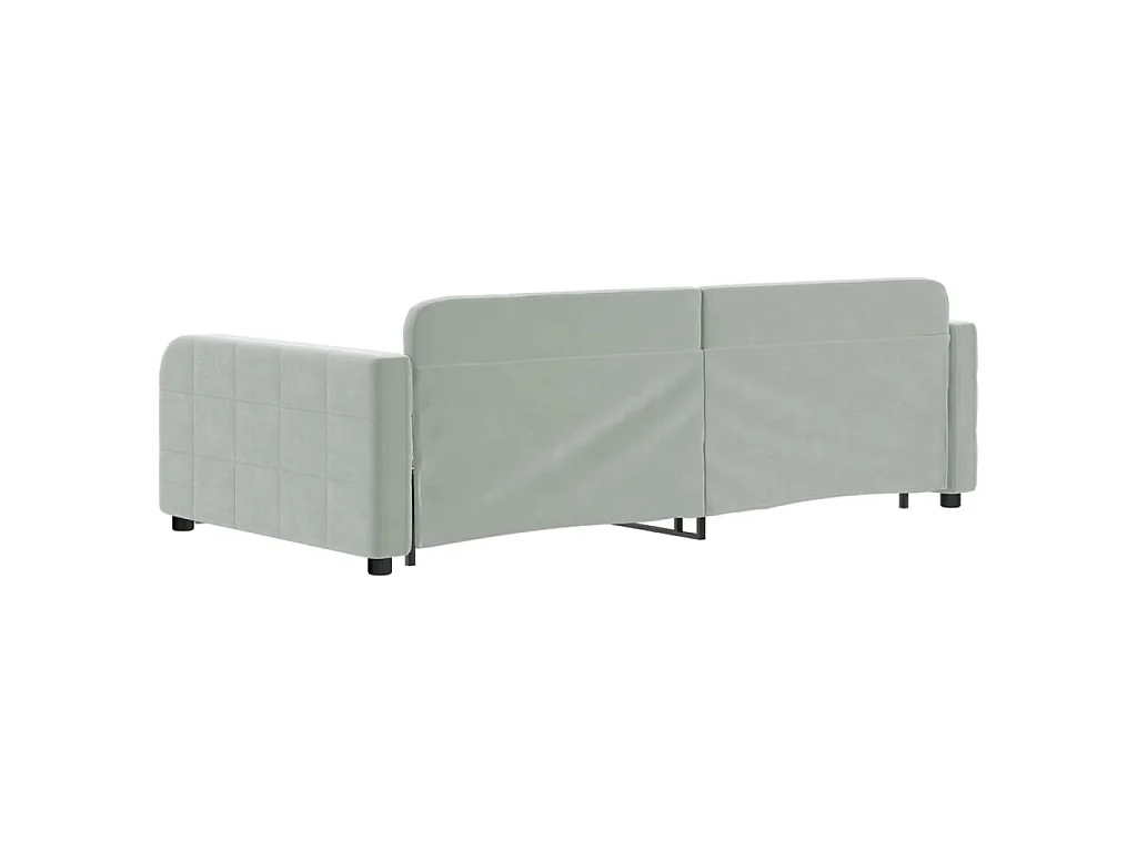 Divano Letto con Letto Estraibile Grigio Chiaro 100x200 Velluto