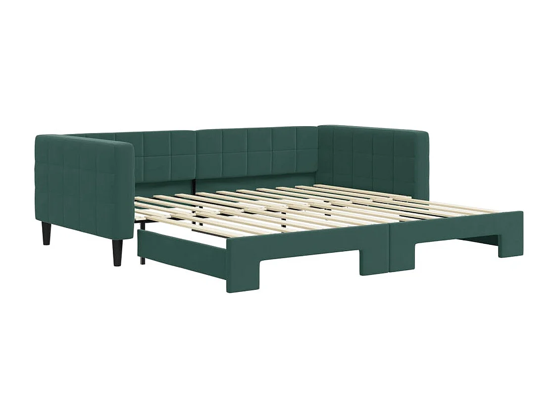 Divano Letto con Letto Estraibile Verde Scuro 100x200cm Velluto