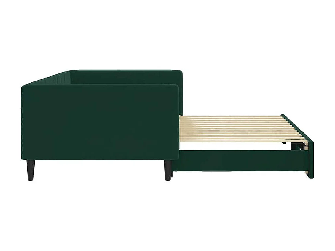 Tagesbett Ausziehbar Dunkelgrün 100x200 cm Samt