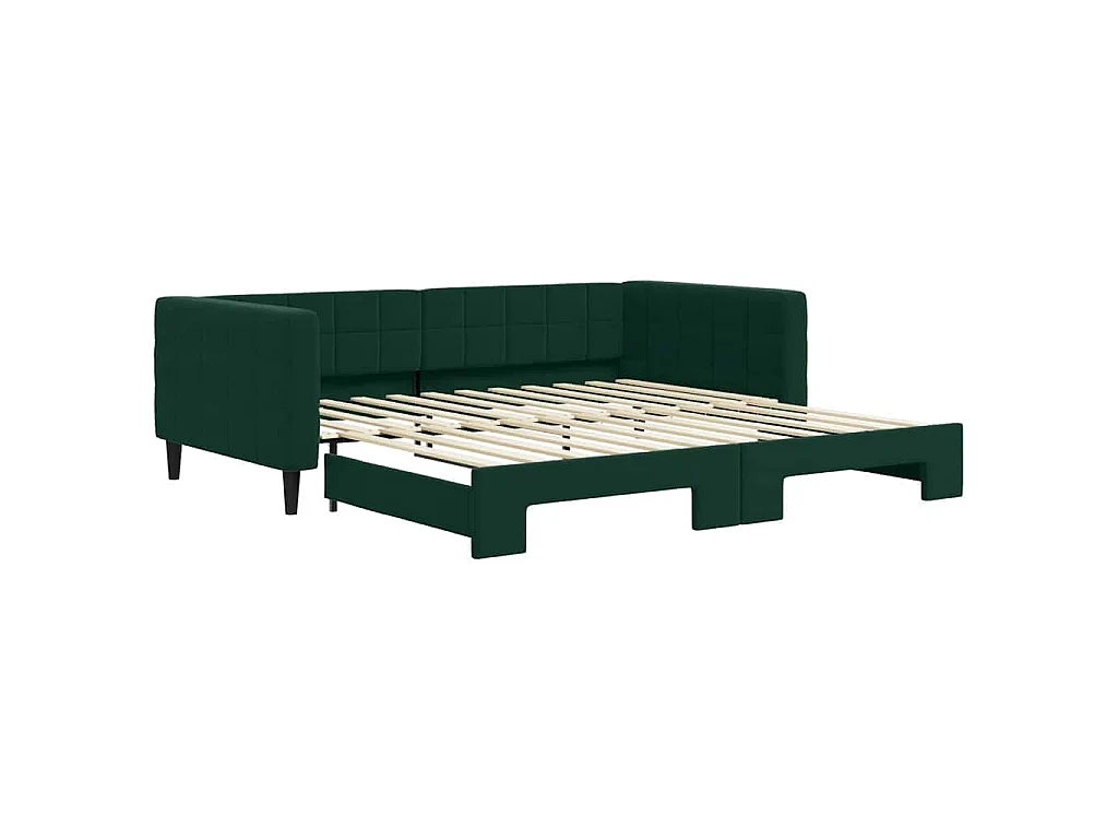 Divano Letto con Letto Estraibile Verde Scuro 100x200cm Velluto
