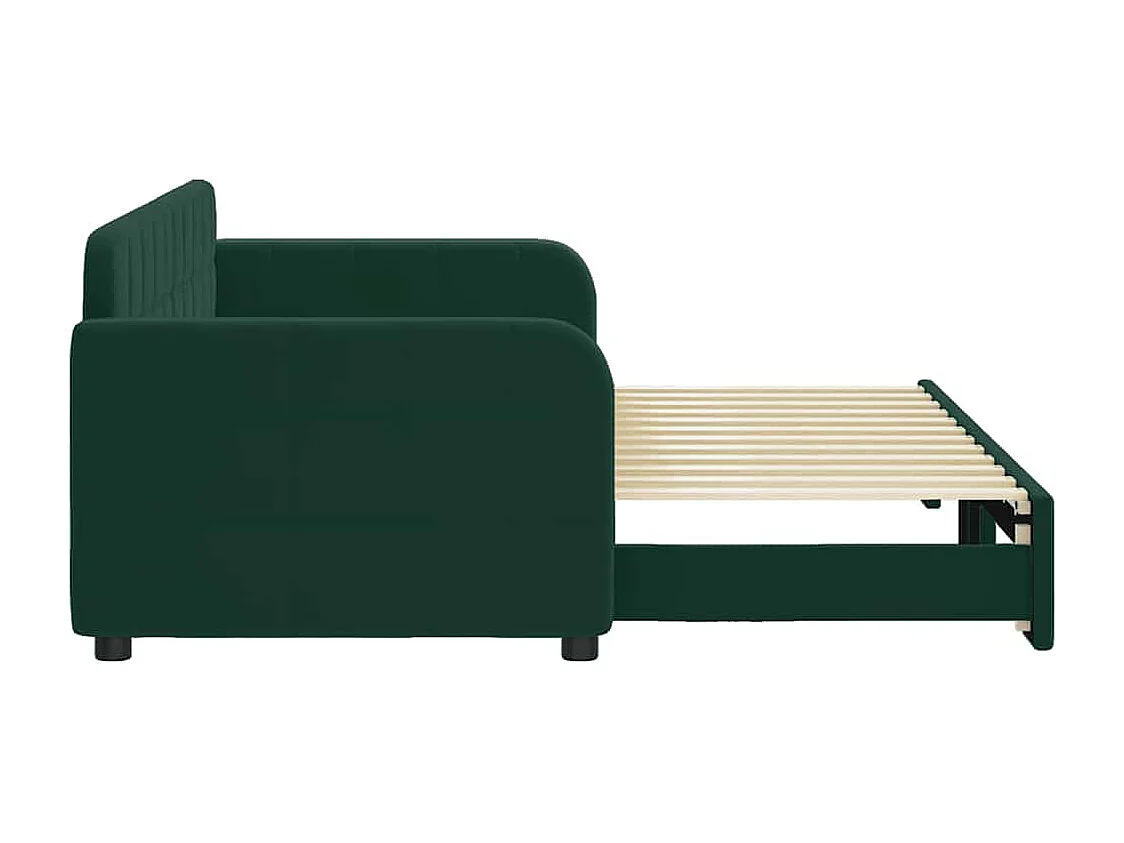 Slaapbank met onderschuifbed 80x200 cm fluweel donkergroen