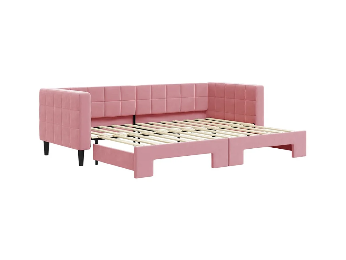Lit de jour avec gigogne sans matelas rose 80x200 cm