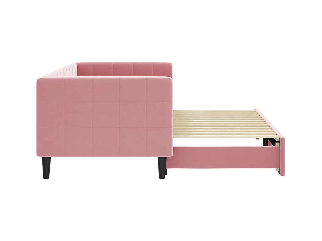 Lit de jour avec gigogne sans matelas rose 80x200 cm