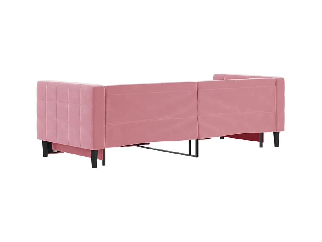 Lit de jour avec gigogne sans matelas rose 80x200 cm