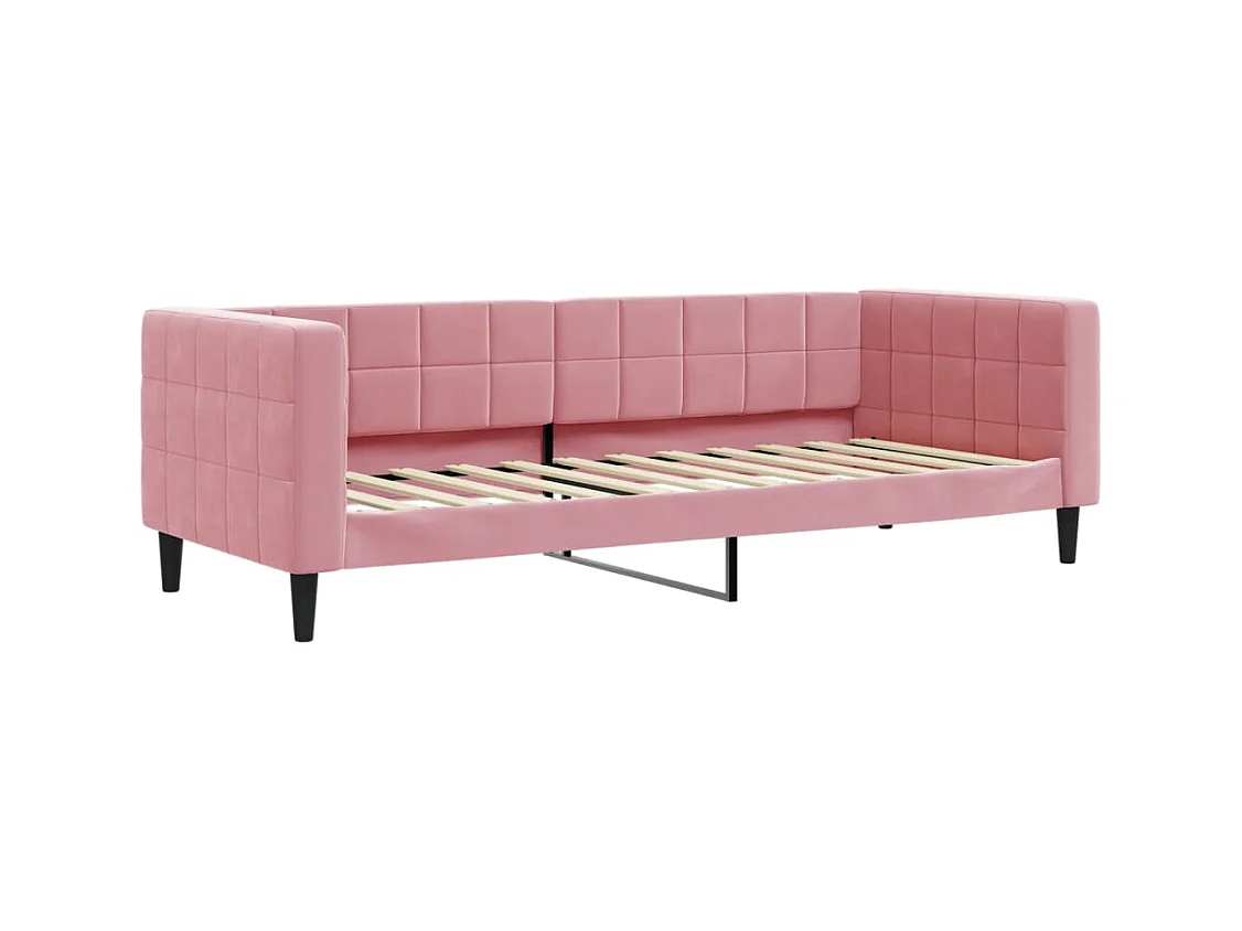 Lit de jour avec gigogne sans matelas rose 80x200 cm