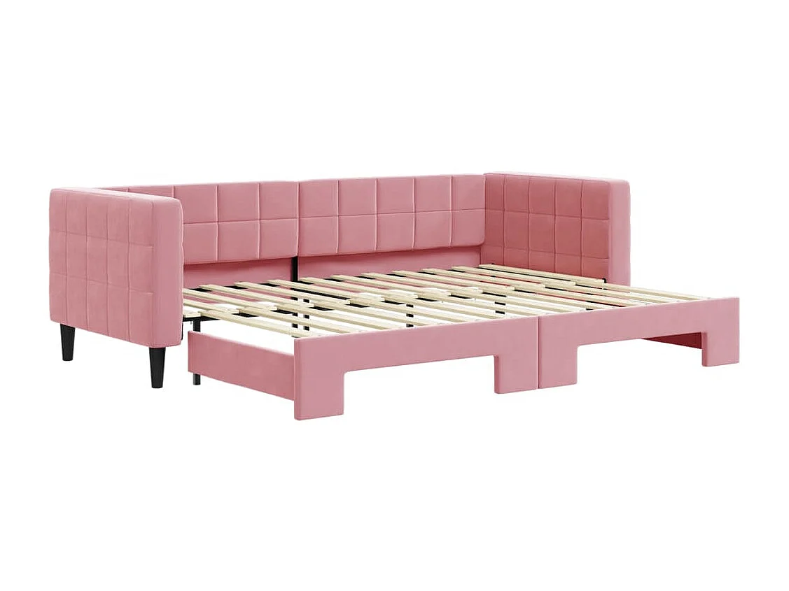 Lit de jour avec gigogne sans matelas rose 80x200 cm