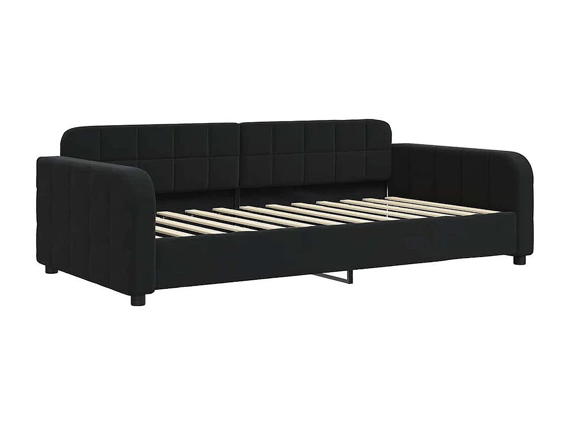 Lit de jour avec lit gigogne et matelas noir 100x200 cm velours