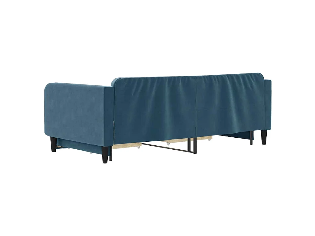 Divano Letto Estraibile con Cassetti Blu 100x200 cm in Velluto