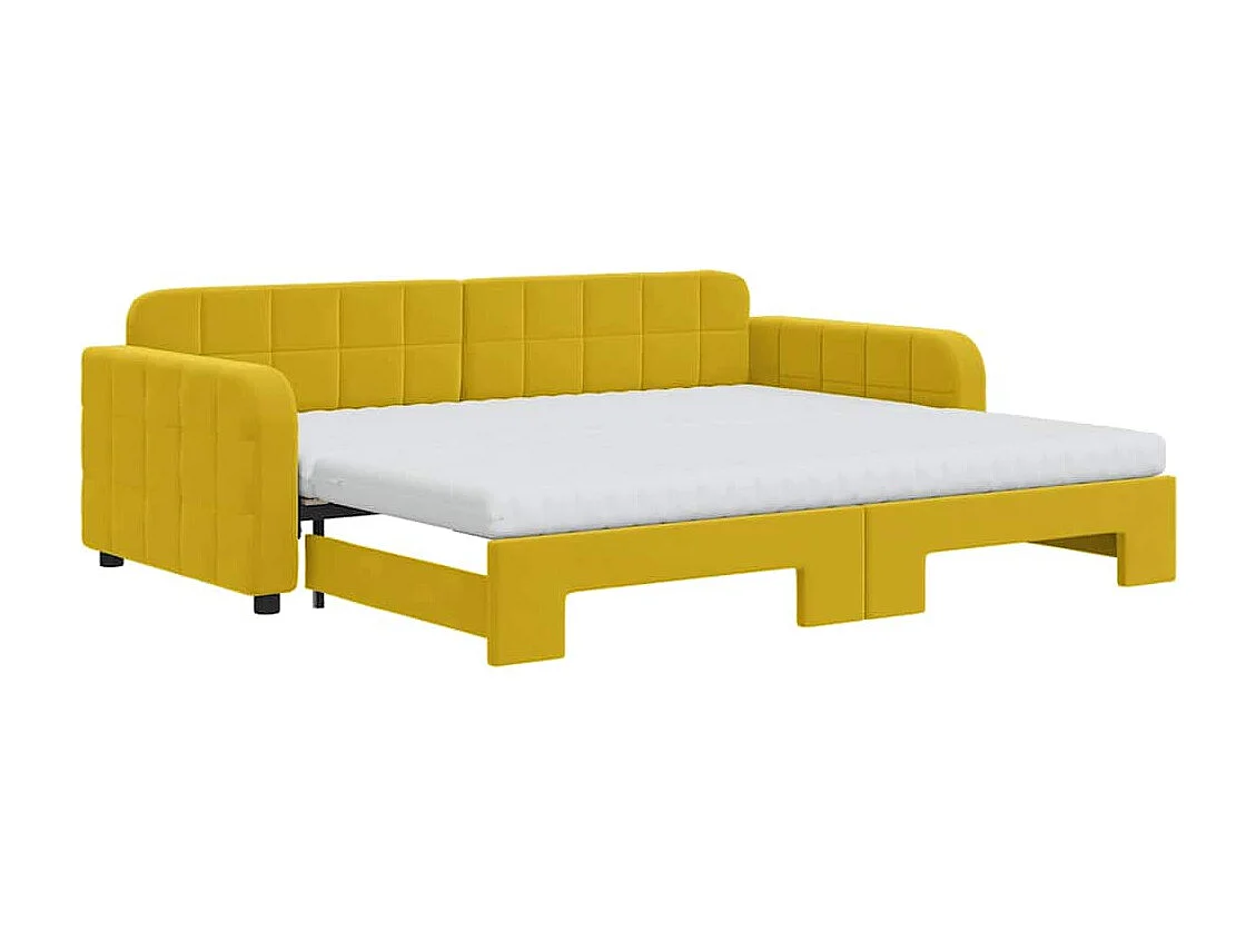 Tagesbett Ausziehbar mit Matratzen Gelb 90x200 cm Samt