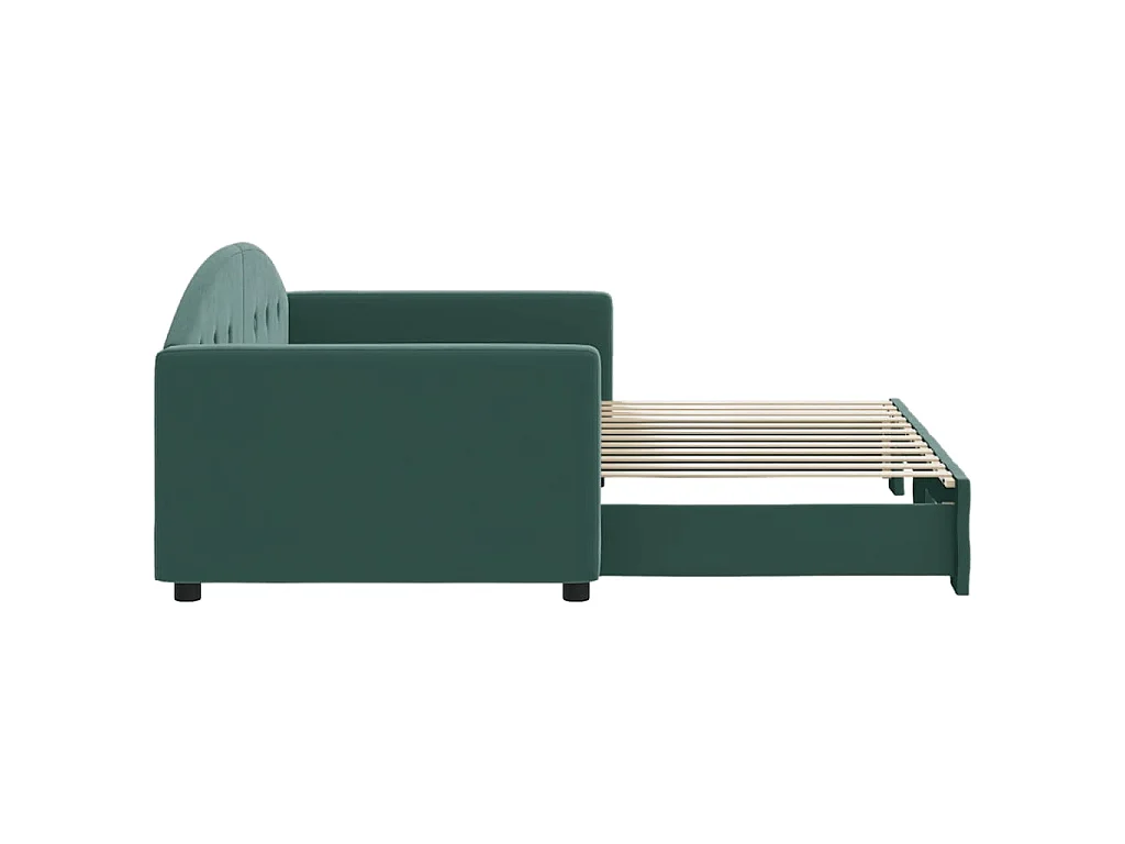 Lit de jour avec gigogne sans matelas vert foncé 90x200 cm