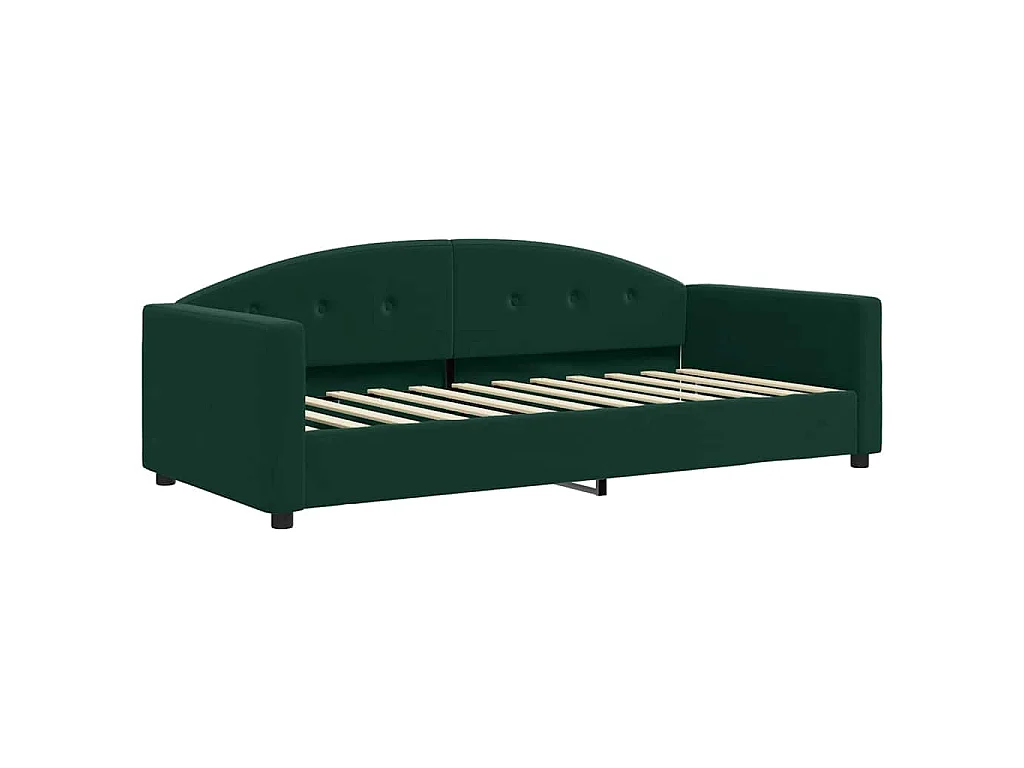 Lit de jour avec gigogne sans matelas vert foncé 90x200 cm