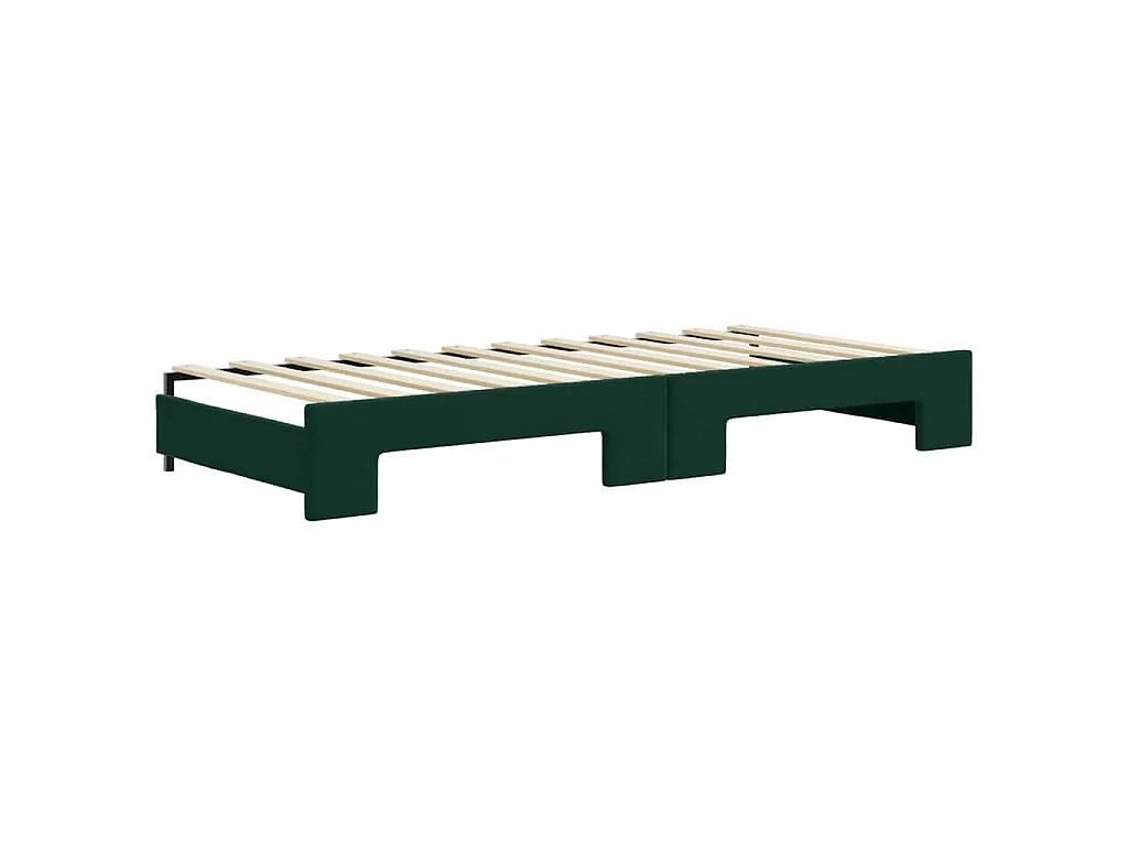 Lit de jour avec gigogne sans matelas vert foncé 90x200 cm