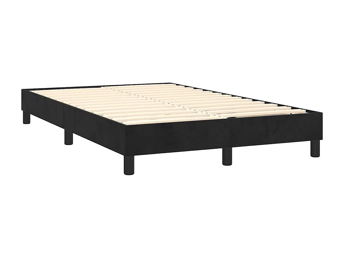 Letto a Molle con Materasso e LED Nero 120x200 cm in Velluto
