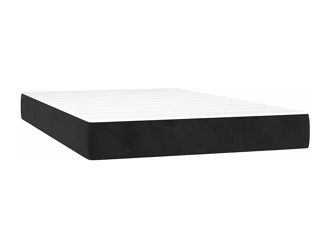 Letto a Molle con Materasso e LED Nero 120x200 cm in Velluto