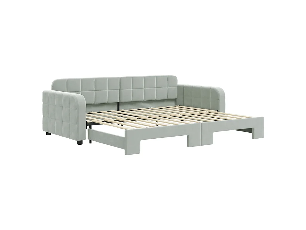Divano Letto con Letto Estraibile Grigio Chiaro 90x200 Velluto