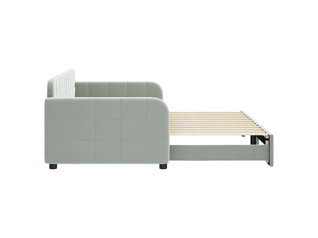 Divano Letto con Letto Estraibile Grigio Chiaro 90x200 Velluto
