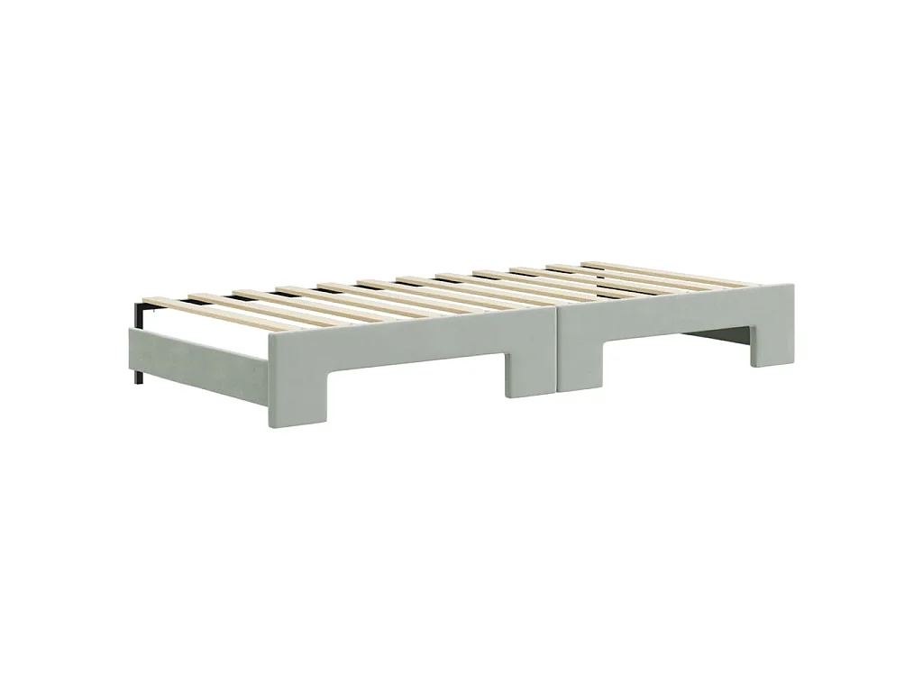 Divano Letto con Letto Estraibile Grigio Chiaro 90x200 Velluto