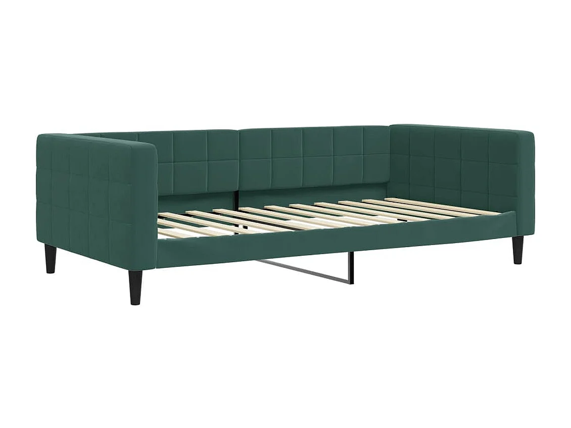 Divano Letto Estraibile Cassetti Verde Scuro 100x200cm Velluto