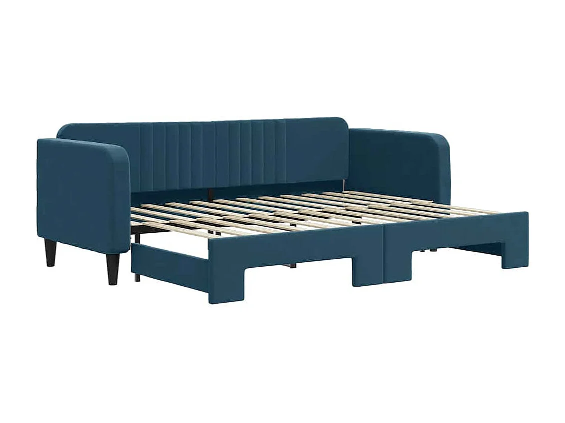 Divano Letto con Letto Estraibile Blu 80x200 cm in Velluto