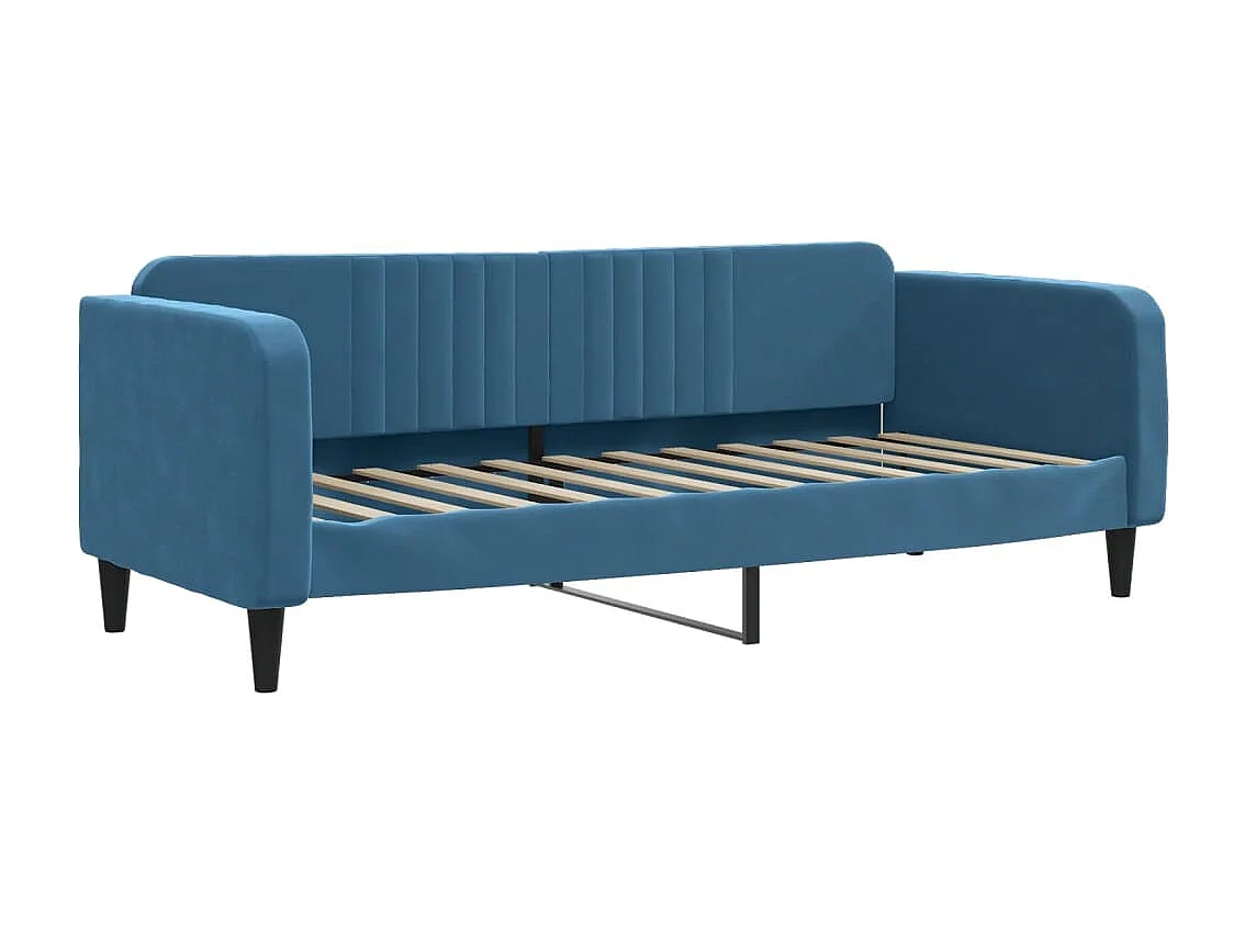Slaapbank met onderschuifbed 80x200 cm fluweel blauw