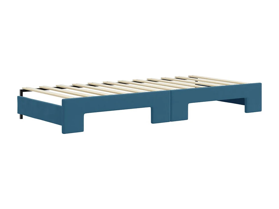 Slaapbank met onderschuifbed 80x200 cm fluweel blauw