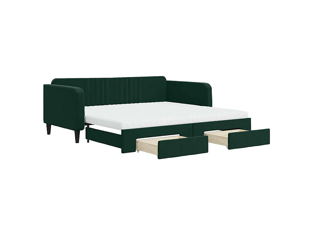 Tagesbett Ausziehbar mit Schubladen Dunkelgrün 100x200 cm Samt
