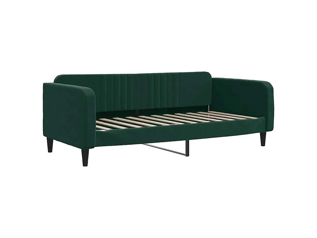 Lit de jour et gigogne et tiroirs vert foncé 100x200 cm velours