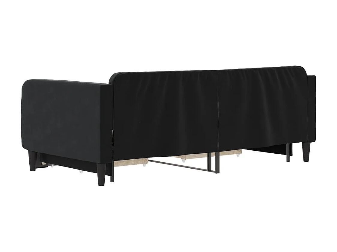 Slaapbank met onderschuifbed en lades 90x190 cm fluweel zwart